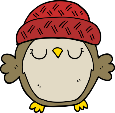 Bir insan tarafından çizilmiş şapkalı sevimli baykuş.