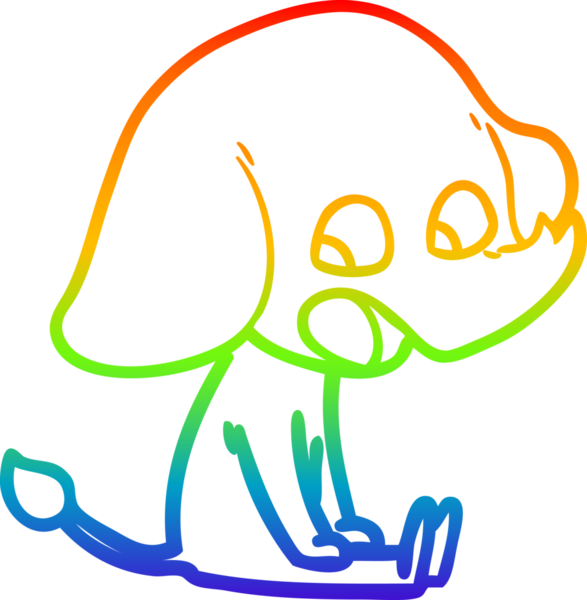 Gökkuşağı gradyan çizgisi bir insan tarafından çizilmiş şirin bir fil çizimi