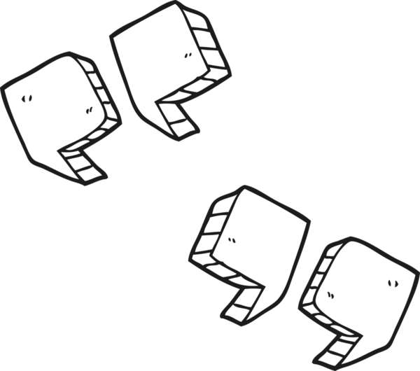 Bir insan tarafından çizilen el yazısı siyah beyaz tırnak işaretleri