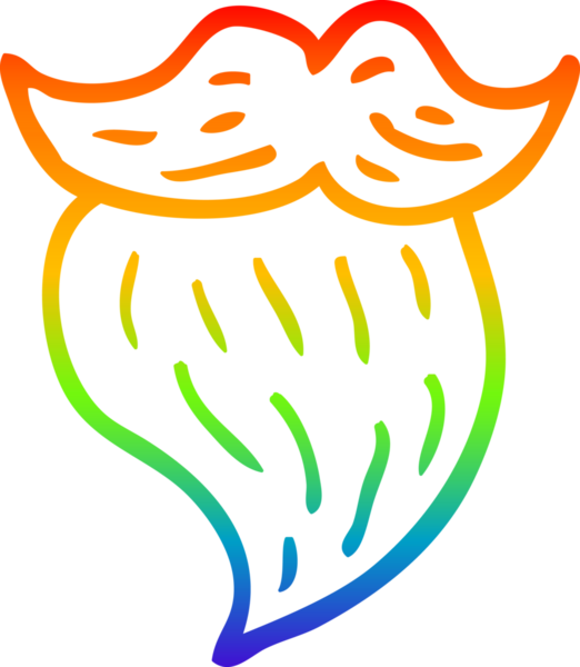 Gökkuşağı gradyan çizgi çizimi Bir çizgi film adamının yüz kahverengi sakalı Bir insan tarafından çizildi