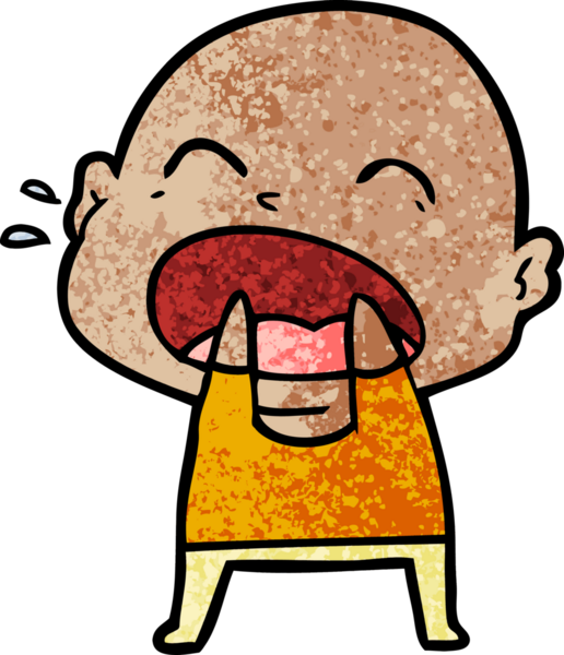 Bir insan tarafından çizilmiş kel adam diye bağıran çizgi film.