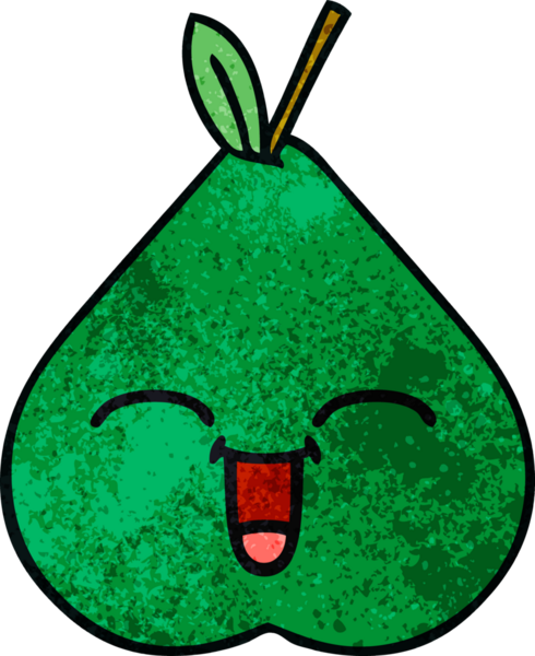 Bir insan tarafından çizilmiş armut retro grunge desen karikatürü