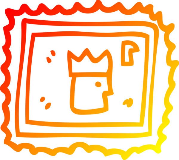 Bir insan tarafından çizilmiş bir karton pulun sıcak gradyan çizimi