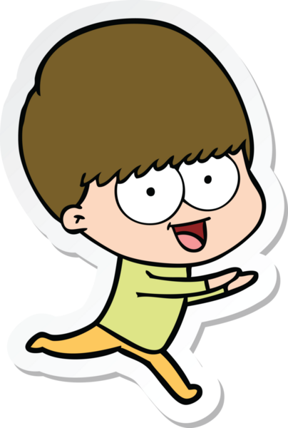 Bir insan tarafından çizilmiş mutlu bir çizgi film çocuğunun çıkartması.