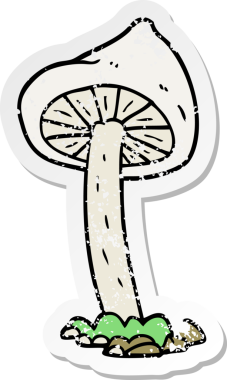 Bir insan tarafından çizilmiş karikatür mantarının gerilmiş yapıştırması.