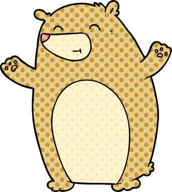 Bir insan tarafından çizilmiş mutlu çizgi film ayısı.