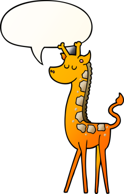 bir insan tarafından çizilmiş, konuşma baloncuklu çizgi film zürafası.