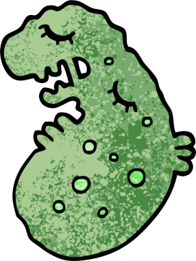 Bir insan tarafından çizilmiş grunge desenli illüstrasyon mikrobu.