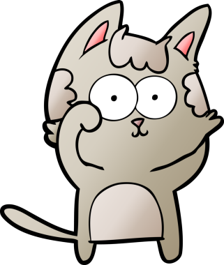 Bir insan tarafından çizilmiş mutlu çizgi film kedisi.