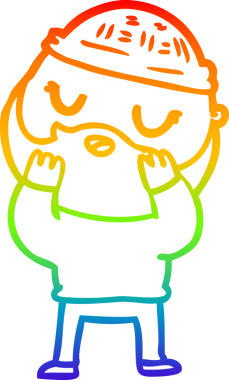 Bir insan tarafından çizilmiş sakallı bir karikatür çizimi.