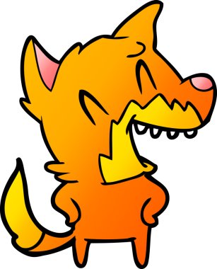 Bir insan tarafından çizilmiş gülen tilki çizgi filmi.