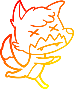 Bir insan tarafından çizilen ölü tilkinin sıcak çizgi çizimi