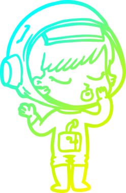 Bir çizgi film karakteri çizen soğuk gradyan bir insan tarafından çizilmiş güzel astronot kız.