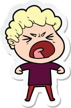 Bir insan tarafından çizilmiş öfkeli bir adamın karikatür çıkartması.