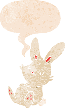 çizgi film tavşanı grunge içinde konuşma baloncuğuyla uyuyor.