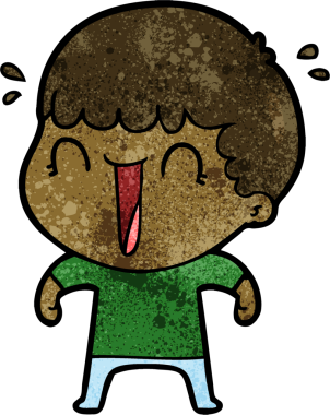 Bir insan tarafından çizilmiş gülen karikatür adam.