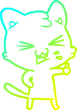 Bir insan tarafından çizilen çizgi film kedisinin soğuk gradyan çizimi