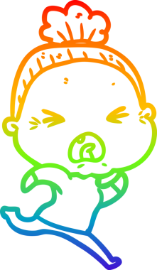 Bir insan tarafından çizilmiş kızgın yaşlı bir kadının çizimi.