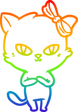 Gökkuşağı gradyan çizgisi bir insan tarafından çizilmiş şirin bir çizgi kedi çizimi