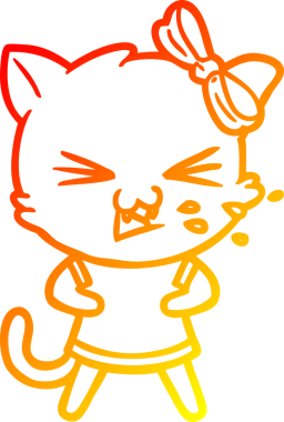 Bir insan tarafından çizilmiş çizgi film kedisinin sıcak çizgi çizimi