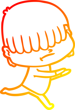 Bir insan tarafından çizilmiş dağınık saçlı bir çizgi film çocuğunun sıcak çizgi çizimi.