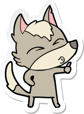 Bir insan tarafından çizilmiş kurt çizgi filminin çıkartması.