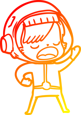 Bir insan tarafından çizilmiş, konuşan bir astronotun sıcak çizgi çizimi