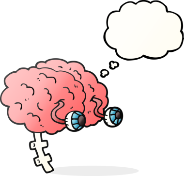 Bir insan tarafından çizilmiş serbest çizim düşünce kabarcığı çizgi film beyni