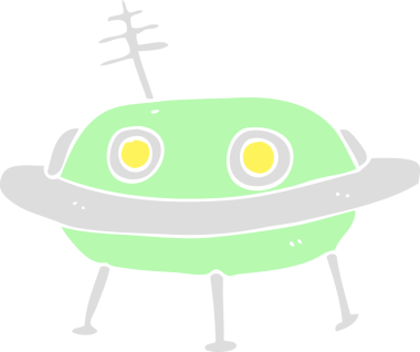 Bir insan tarafından çizilmiş uzay gemisinin düz renk çizimi