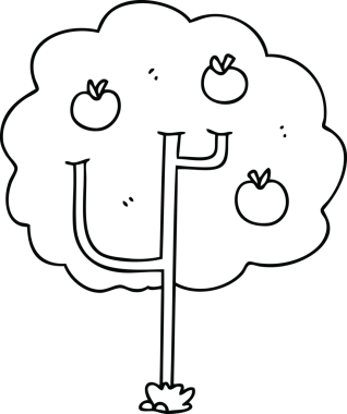 Bir insan tarafından çizilmiş garip çizgi film ağacı.