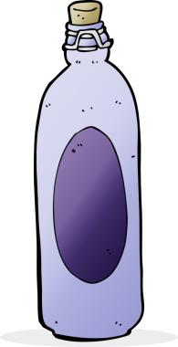 Bir insan tarafından çizilmiş geleneksel çizgi film şişesi.