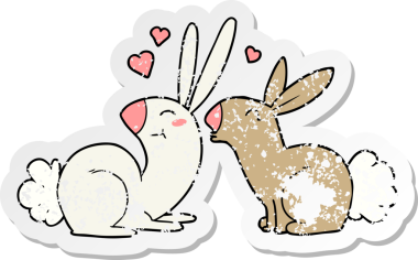 Bir insan tarafından çizilmiş karikatür tavşanının sıkıntılı çıkartması.