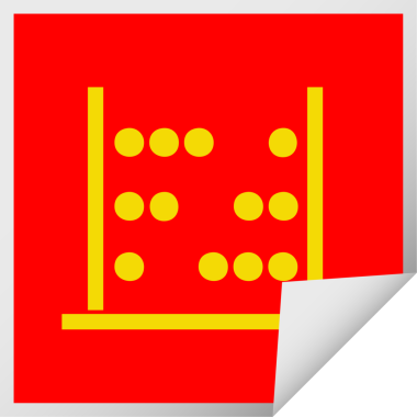 Bir insan tarafından çizilmiş matematik abaküsünün kare soyma etiketi.