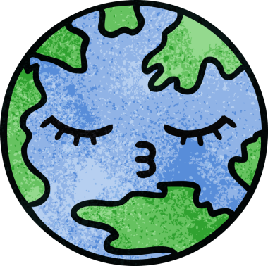 Bir insan tarafından çizilmiş bir gezegenin retro grunge doku karikatürü.