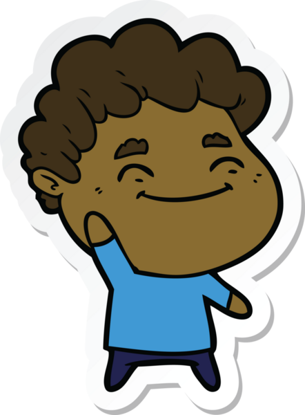 Bir insan tarafından çizilmiş, karikatür dostu bir adamın çıkartması.