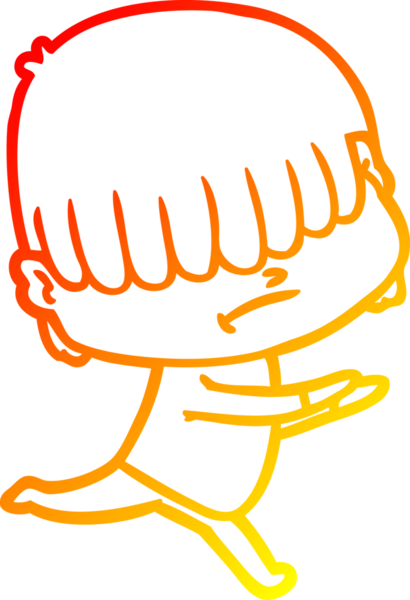 Bir insan tarafından çizilmiş dağınık saçlı bir çizgi film çocuğunun sıcak çizgi çizimi.