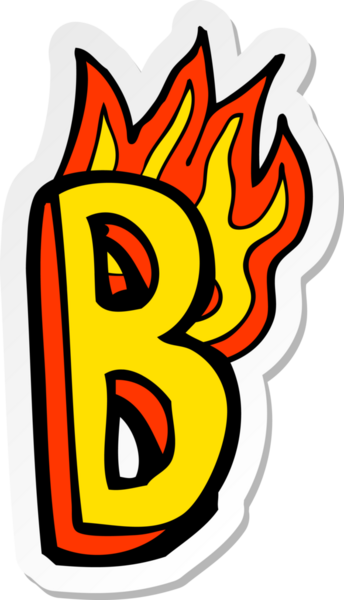 Bir insan tarafından çizilmiş yanan bir karikatür çıkartması.