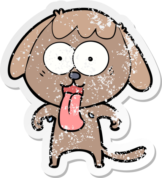 Bir insan tarafından çizilmiş şirin bir köpeğin sıkıntılı çıkartması.