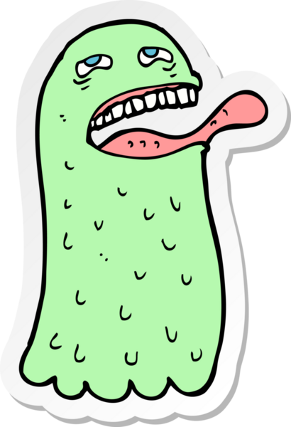 Bir insan tarafından çizilmiş komik bir hayaletin çıkartması.