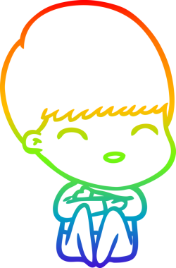 gökkuşağı gradyanı çizimi bir insan tarafından çizilmiş mutlu bir çizgi film çocuğu