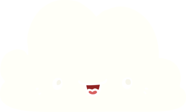 Bir insan tarafından çizilmiş şirin düz renkli çizgi film bulutu