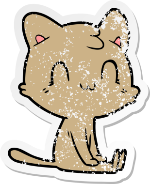 Bir insan tarafından çizilmiş mutlu bir kedinin sıkıntılı çıkartması.