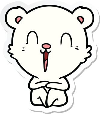 Bir insan tarafından çizilmiş mutlu bir kutup ayısının çıkartması.