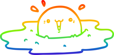 Gökkuşağı gradyan çizgisi, bir insan tarafından çizilmiş, tatlı, kızarmış bir yumurta.