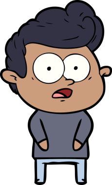 Bir insan tarafından çizilmiş çizgi film bakışlı adam.