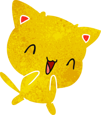 Bir insan tarafından çizilmiş sevimli kawaii kedisinin serbest çizimi.