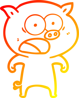 Bir insan tarafından çizilmiş bağıran çizgi film domuzu çizimi.