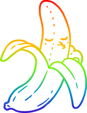 gökkuşağı gradyan çizgi çizimi bir insan tarafından çizilmiş muz çizgi