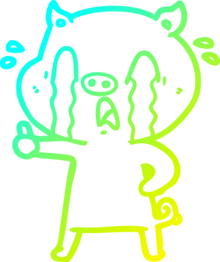 Bir insan tarafından çizilmiş ağlayan domuz çizgi filmi.