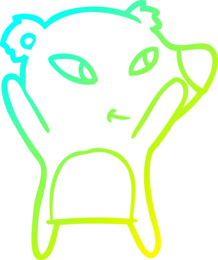 Bir insan tarafından çizilmiş şirin bir çizgi film ayısının soğuk gradyan çizgisi.